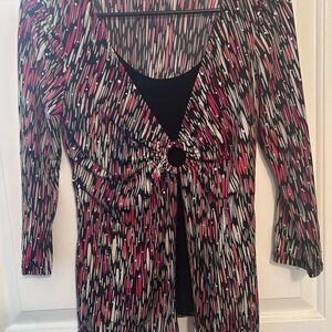 Brittany Black Red and Cream Patterned Top